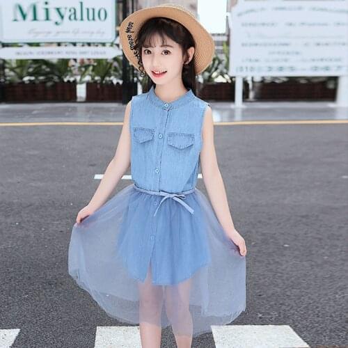 Children Dresses For Girls Denim Dress Summer Fashion Girls Clothing Party Princess Dress for Kids Clothes 5 6 7 8 9 10 12 Years