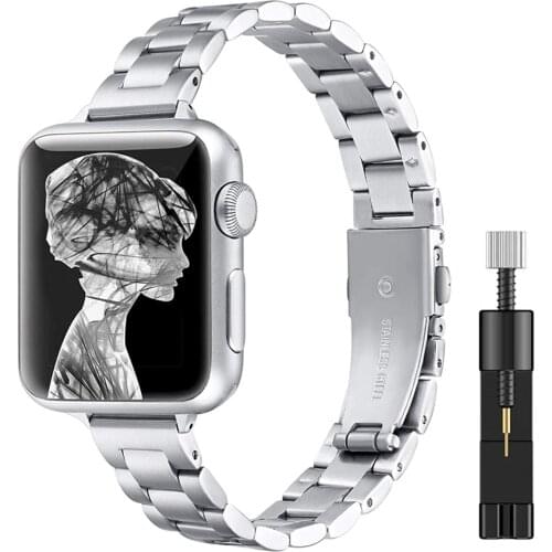 Girl Metal Strap for Apple Watch 6 40mm 44mm Band Series 6/5/4/3/2/1 Women Slim Stainless Steel Wrist Bracelet iWatch SE 6 Bands