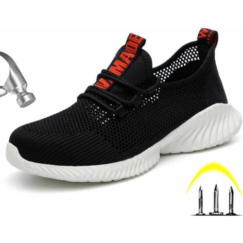 Breathable Mens Safety Shoes with Steel Toe Cap Non-slip Puncture-Proof Men Work Boots Lightweight Shoes Working Sneakers