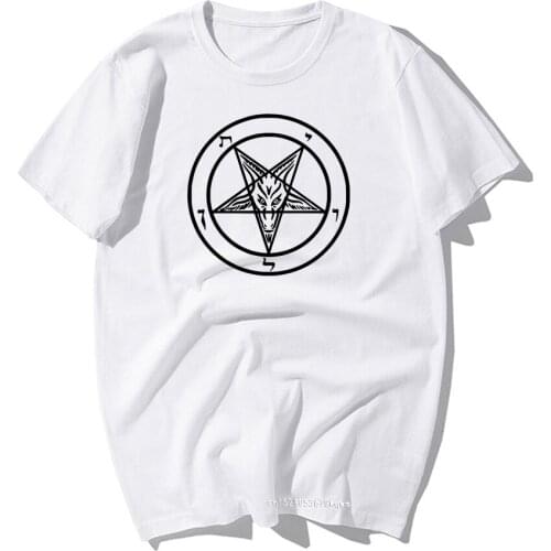 Pentagram Gothic Occult Satan Men Tops T Shirt Funny Design White Tshirt for Men Christmas Day Custom Shirt Drop Ship