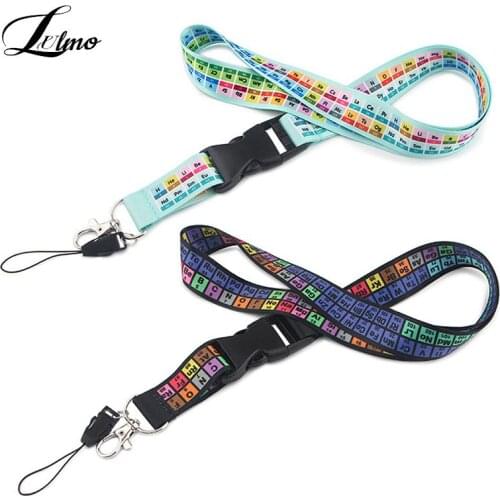 Chemistry Periodic Table Of Elements Lanyards Key Chain Colorful Print Neck Straps Keychain Cell Phone Rope Teachers Gift