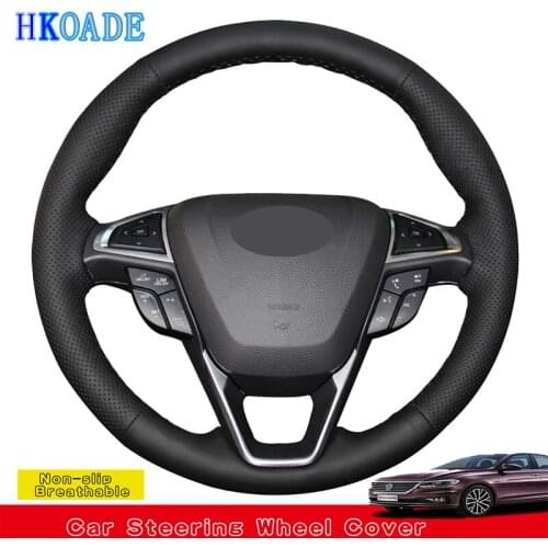 Handsewing Black Stylish Hige Soft Artificial Leather Car Steering Wheel Cover For Ford Mondeo Fusion 2013-2019 EDGE 2015-2019