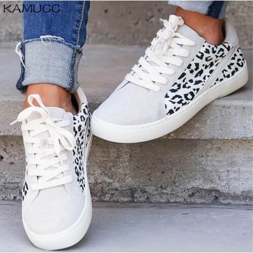 Women Spring Canvas Shoes New Light Slip on Flat Ladies Casual Shoes Woman Loafers White Sneakers Leopard Flats Plus Size