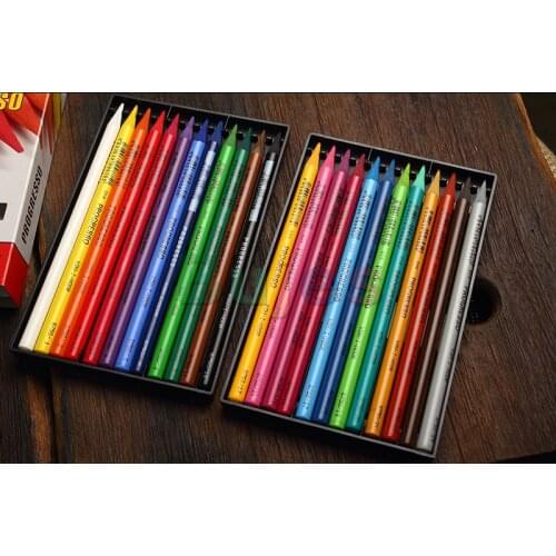 KOH-I-NOOR Progresso - 24 Woodless Coloured Pencils. 8758,Oily color lead Pencils,Rich, pigmented,solid color encased in lacquer