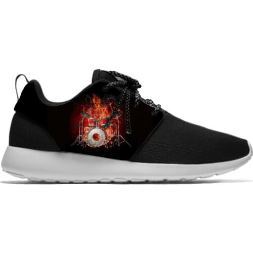 Jazz Drum Kit Flame Rock Roll Music Fashion Harajuku Lightweight Sport Running Mesh Shoes Men Women Casual Breathable Sneakers