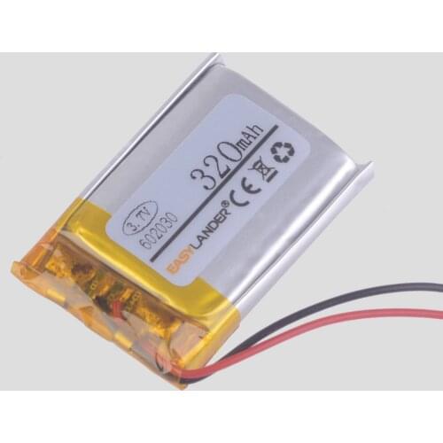 3.7V 320mAh 602030 Lithium Polymer Li-Po li ion Battery For Mp3 MP4 MP5 GPS PSP dvr bluetooth navigation recorder wireless mouse