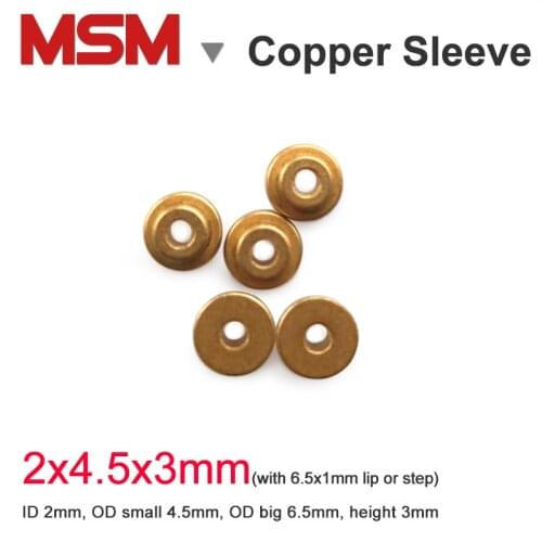 10pcs MSM Double Deck Copper Sleeve 2mm With Lip Copper Base Powder Metallurgy Oil Bushing Mini Rip Bearing Step Guide Sleeve