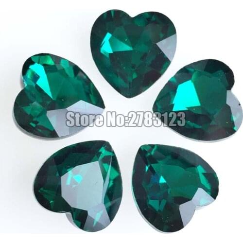 Model complete AAA Glass Crystal Malachite green heart shape pointback loose rhinestones, diy/Clothing accessories SWHP213