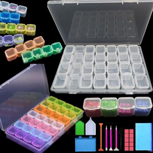 28 Grids Diamond Painting kits Plastic Storage Box Nail Art Rhinestone Tools Beads Storage Box Case Organizer Holder kit