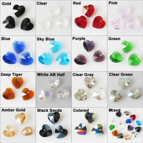 New 20Pcs Faceted Heart Glass Crystal Rondelle Spacer Beads Charms 10mm