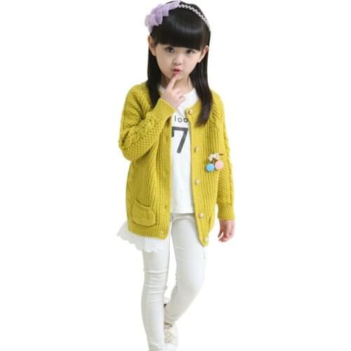 2020 Girl Baby Embroidery solid color Sweater Cardigan Coat Girls Kids Jacket Children winter Coats Clothes