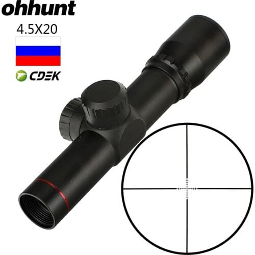 Ohhunt 4.5x20 1 Inch Hunting Compact Riflescope Wire Reticle Shooting Tactical Optical Sight with Flip-open Lens Caps and Rings