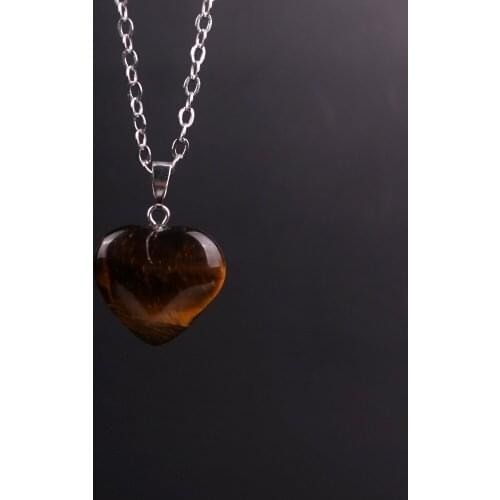 Wholesale Assorted Fashion 50pcs Mixed Opal Tiger Eyes Natural Stone Charms Necklace 20mm Heart Pendants For Jewelry Making Free