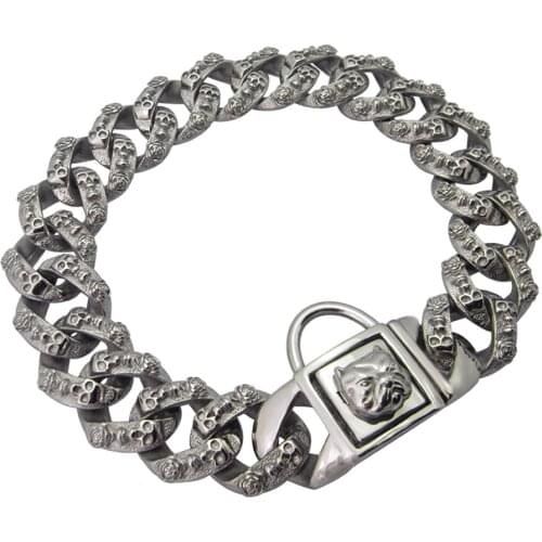 Silver metal training dog collar stainless steel pet collar Martingale custom Show Collar Bully dogs Doberman Adjustable Safety