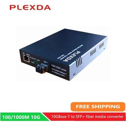 Plexda 100/1000M/10GBase-T to 10GBase-X SFP+ Fiber Media Converter for 10GE Ethernet (FMC-ESX)