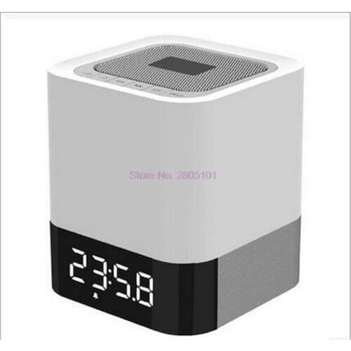 By dhl 50pcs Wireless Bluetooth4.0 Speaker Box Charging Alarm Clock Dual USB Ports Speakers