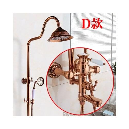 Full Copper European Shower Suit Rose Golden Shower Shower Faucet Bath Shower Pressure Boost Nozzle