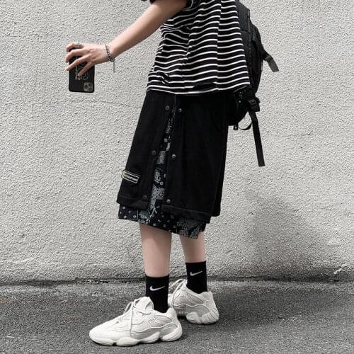 Casual shorts mens summer outside wear trendy loose waist five-point pants sports running skirt pants