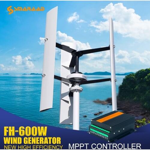 SMARAAD High efficiency helix 400w 600w vertical axis maglev wind turbine generator 12v/24v/48v free energy 3 phase AC windmill