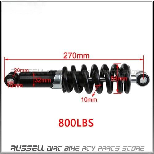 270mm Hydraulic Shock Absorber Suspension Spring 110cc 125cc 200cc 250cc 10" Dirt Pit Bike Go kart 800LBS
