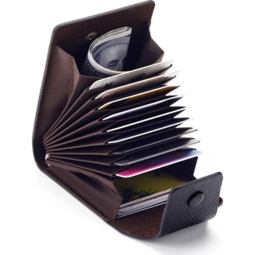 PU Leather Business Card Holder 9 Bits with 2 Banknote/change Bits Anti-theft Portable ID Credit Card Case Men Wallet Office