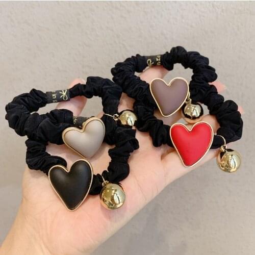 New Sweet Heart Elastic Hair Bands Ties Women Girls Cute Bead Ponytail Holder Scrunchy Rubber Band Fashion Hair Accessories
