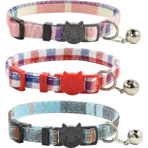 Breakaway Cat Collars with Bell Set of 3 Durable & Safe Cute Kitten Collars Safety Adjustable Kitty Collar for Cat Puppy