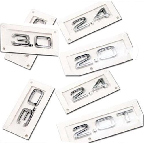 Silver ABS 1.8 2.0 2.4 2.8 3.0 3.2 3.6 4.2 emblem car rear sticker for Audi SLINE A1 A3 A4 A5 A6 A7 Q3 Q5 Q7 TT RS