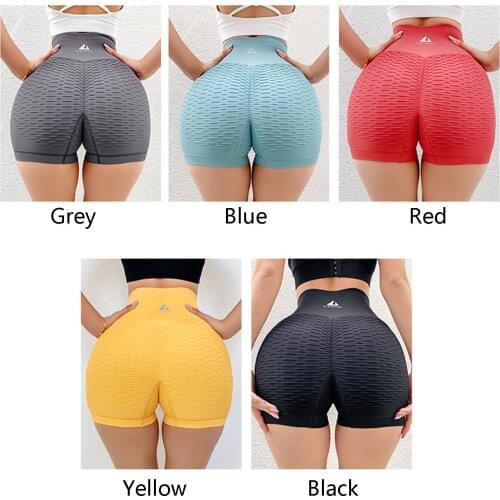 Womens Sports Yoga Shorts Lady Solid Color Elastic High Waist Pants Exercise Running Bodybuilding Fitness Garment 5 Colors