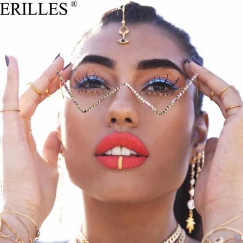 Diamond Steampunk Sunglasses V Half Frame Women Triangle Eyeglasses Frames Vintage Sunglasses Frames For Men Eyewear Decoration