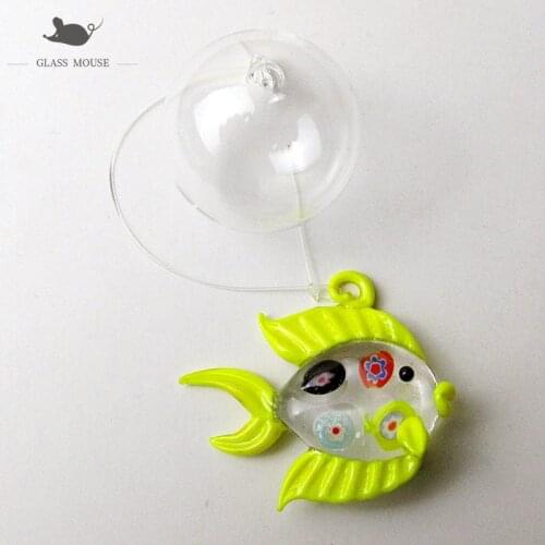 Glass floating bubble fish handmade Figurine aquarium decor accessories pendant miniature lovely marine animal statue ornaments