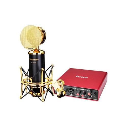 Takstar PC-K820 Recording Microphone with ICON Mobile U Sound card for Internet karaoke, personal recording, studio recording