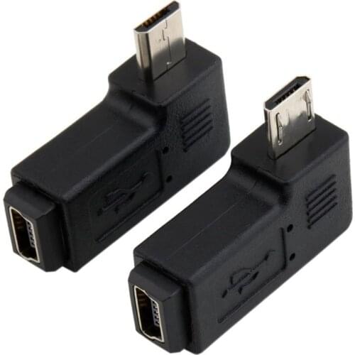300pcs/lot Mini USB Female to Micro USB Male 90 Degree Angle Adapter