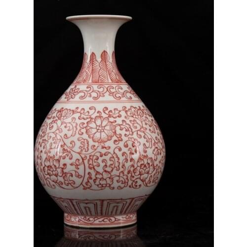 Handpainted vase red branches in glaze and flowers in Qianlong of Qing Dynasty