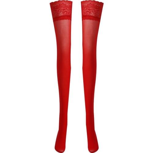 Women Over Knee Stockings Sexy Lace Flower Silicone High Socks Femme Thigh High Long Stocking Anti Slip Slim Fit Hosiery Costume