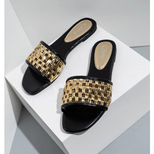 New Leisure Womens Slippers Outdoor Womens Sandals Flat Female Footwear Weave Womens Home Slippers Sandalias De Las Mujeres