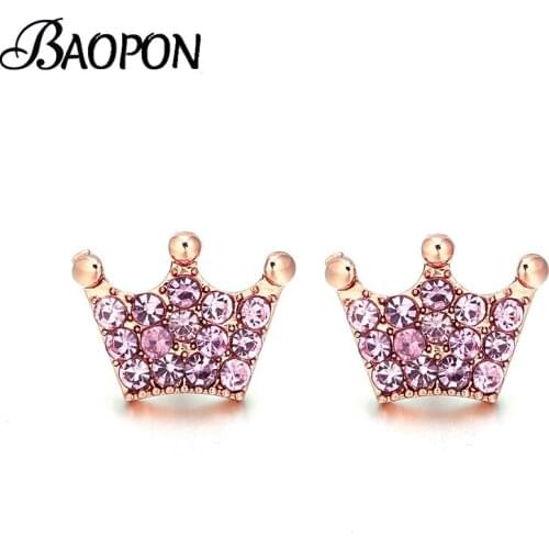 BAOPON 2021 New Trandy Noble Crown Stud Earrings for Women Wife Brand Earring Ear Studs Pendientes Cartoon Party Jewelry