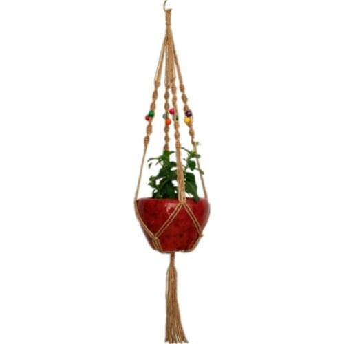 Handmade Colorful Macrame Plant Hangers Indoor Outdoor Flower Hanging Basket Cotton Rope 4 Legs Balcony Pot Hanger Room Decor