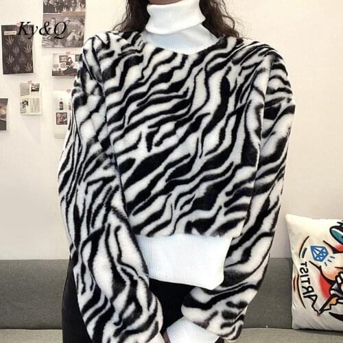 2021 Soft Women Zebra Pattern Mohair Half High Collar Sweater Long Sleeve Thick Autumn Winter Fashion Lady Pullover Korean New