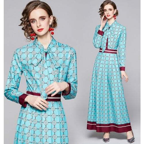 Design Print Korean Dress Birthday Dress Women 2021 Long Puff Sleeve Spring/Autumn England Style Bandage Party Dress Shirt Dress