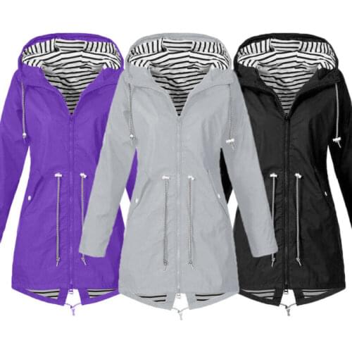 Women Waterproof Rain Coat Ladies Outdoor Wind Rain Forest Jacket Coat Plus Size