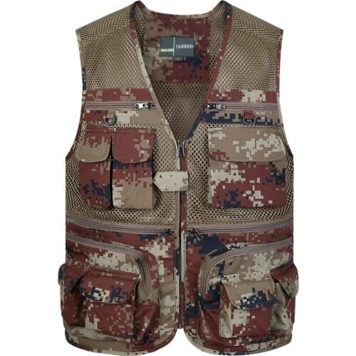 New Mens Fishing Vest Outdoor Sport Fishing Life Vest with Multi-Pocket Zip For Photography Hunting Travel Outdoor Sport Jacket