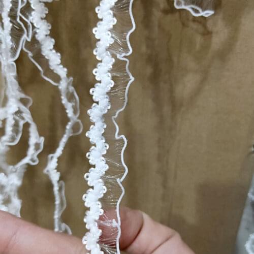 1M Pleated Guipure Lace Ribbon Trim 1.5cm White Lace Fabric DIY Sewing Trimmings Dress Decoration Clothes Craft Supplies EQ30