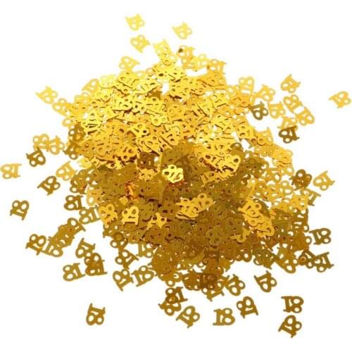 15g/2 packs Metallic Birthday Age Anniversary Year Table Number Confetti 16 18 30 40 50 60 Golden 18