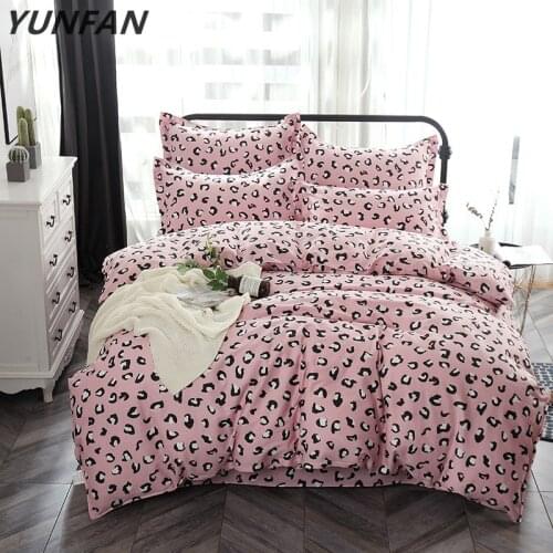 2019 Luxury Leopard Bedding Set Soft Duvet Cover pink Bed Sheet Pillowcase single double Queen King Size Pure cotton bedclothes