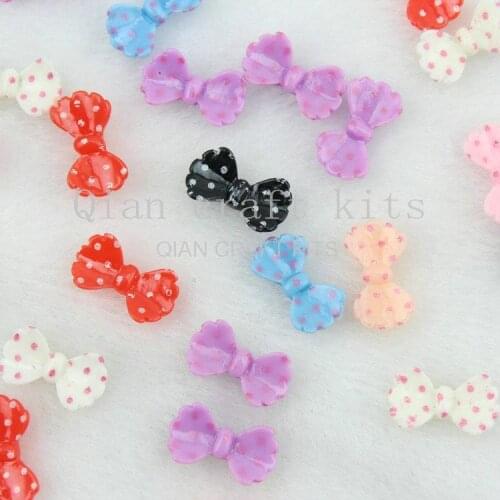 300pcs Kawaii Multi-Colored Candy Dots Resin Bow Deco Decoden Flatback Cabochons lovely bowknot 14*8mm DIY polka dots