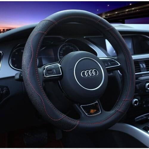 37-38CM Leather Sport Car Steering Wheel Cover Non-slip for Audi A1 8X A2 A3 A4 A5 A6 Avant Auto Accessories