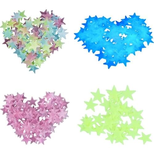 50pcs 3D Luminous Stars Glow In The Dark Fluorescent Wall Stickers For Kids Baby Room Bedroom Ceiling Home Decor