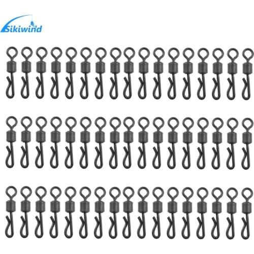 75Pcs/Lot Large Long Body Q-Shaped Black Quick Change Swivels for Carp Fishing Accessories Size 4# Fishing Terminal Tackle Pesca