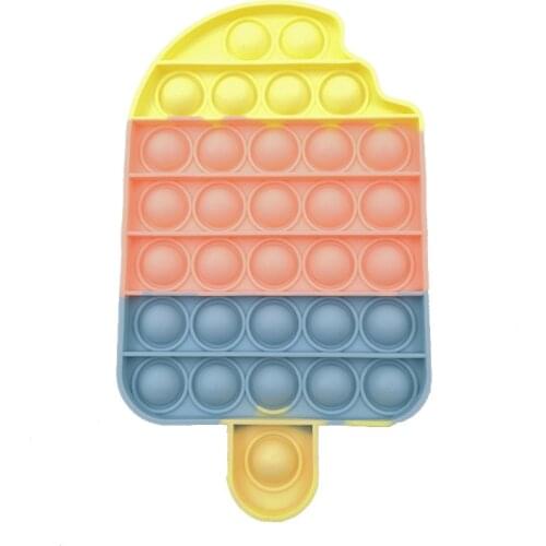 Anti Stress Ice Cream Printed Letters Pops Bubble Its Fidget Toys Relief Anxiety Sensory Toy Simple Dimple Decompression Child